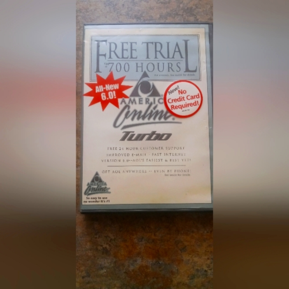 America Online Turbo Free Trial 700 Hours - Vintage Software Box